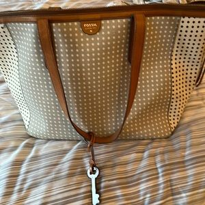 Fossil poke dot leather shoulder bag